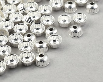 144 Pieces of TINY 3.5mm Swirled Dome Bead Caps - BRIGHT SILVER Beadcap Findings for Small Beads - Silver Plated Filigree Caps - FB335
