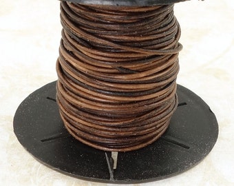 0.5mm Antique Brown Leather Cord - SKINNY LEATHER LACE - Fine Cording for Braids - Natural Dye