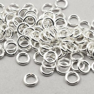 100 Pieces of 5mm 18 Gauge Open Jump Ring Findings - BRIGHT SILVER Plated 5mm OD Outer Diameter 18g Jumprings Connectors Links  #FB957