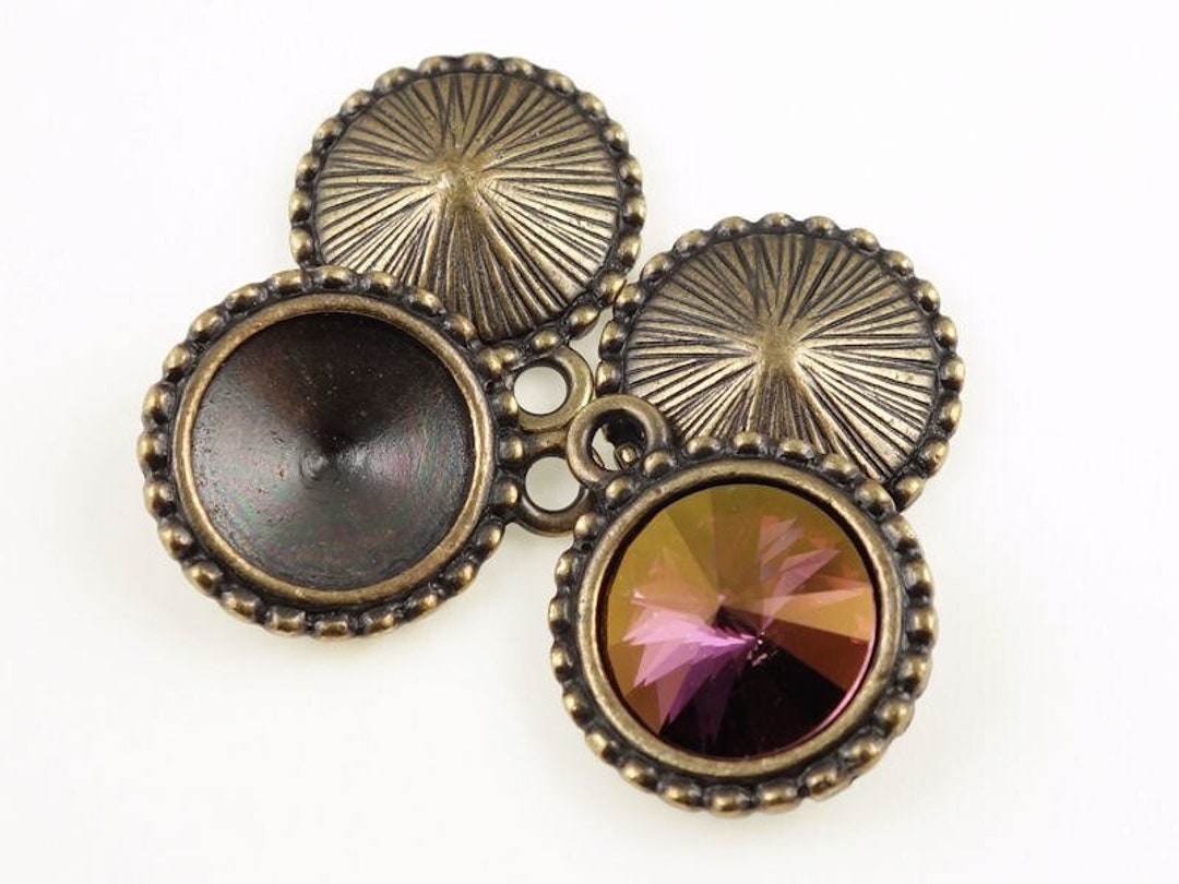 12mm Rivoli Charms - Antique Brass Rivoli Holder Settings - Tierracast ...