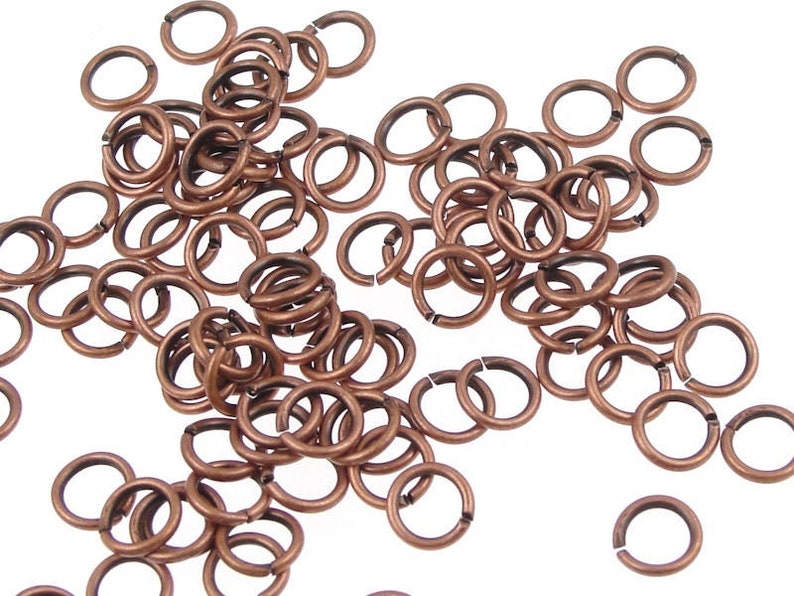 100 5mm Copper Jumprings 20g Solid Copper Jump Rings Antique Copper Findings Aged Solid Copper Oxidized Copper FSAC15 image 1