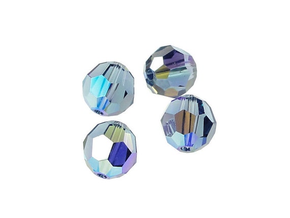 4 DENIM BLUE AB 8mm Swarovski Beads - 5000 8mm Faceted Round Beads - Swarovski Elements Wedgewood Smokey Blue