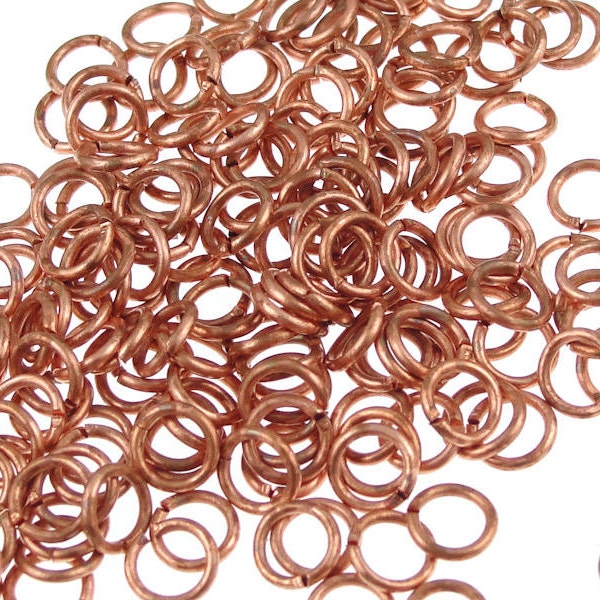 100 Copper Jumprings 6mm Solid Copper Open Jumprings 19 Gauge Bright Raw Copper 19 G (FSC44)