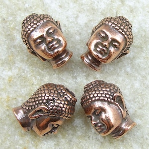 Copper Buddha Beads TierraCast Pewter Buddha Head Bead Antique Copper Beads Metal Beads P779 image 1
