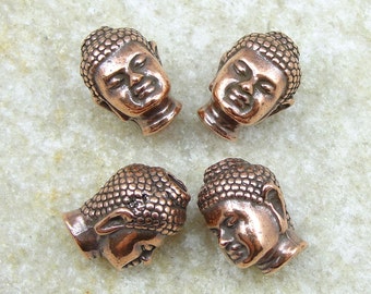 Copper Buddha Beads - TierraCast Pewter Buddha Head Bead - Antique Copper Beads - Metal Beads (P779)