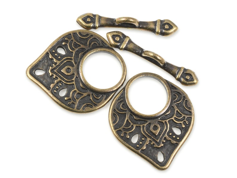 TierraCast Temple Toggle Clasp Set Antique Brass Toggle Findings Large Toggles for Bracelets and Jewelry Making Bronze Clasp P1732 image 1