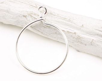 30mm Silver Plated 15 Gauge Wire Hoop by TierraCast - easily unhooks to open and add charms or large hole beads - 2 or more pieces (PF2144)