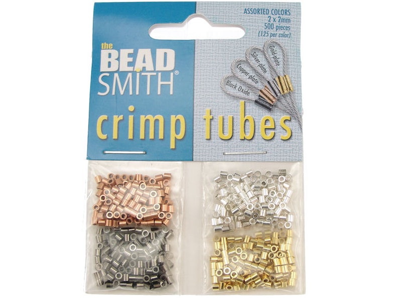 500 Assorted Crimp Tube Beads 2mm x 2mm Crimp Beads Crimp Tubes Silver Gold Copper Gunmetal Findings Mix FB3-20 image 1