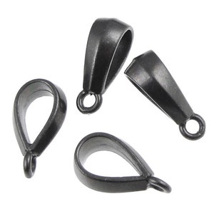 大きな穴の組紐ベイル金具 - TierraCast CLASSIC ペンダントベイル - マットブラック酸化皮革金具 (PBF18)
