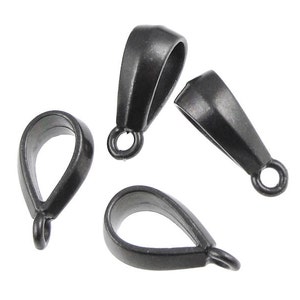 Large Hole Kumihimo Bail Findings TierraCast CLASSIC Pendant Bails Matte Black Oxide Leather Findings PBF18 image 1