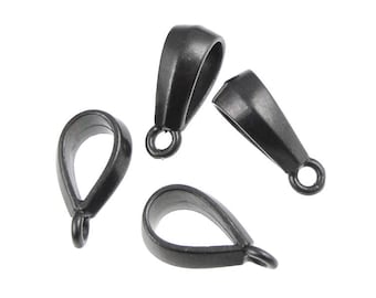 Large Hole Kumihimo Bail Findings - TierraCast CLASSIC Pendant Bails - Matte Black Oxide Leather Findings (PBF18)