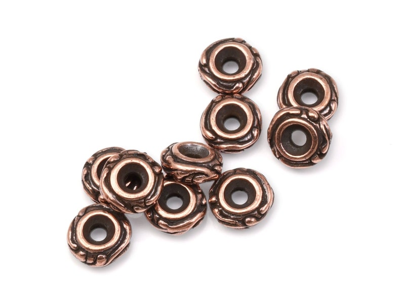 Antique Copper Beads Rondelle Beads TierraCast WOODLAND Beads Donut Shape Jewelry Beads Vintage and Bohemian Inspired P309 image 1