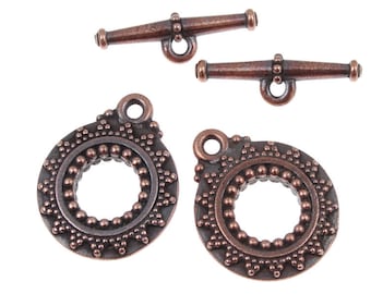 Antique Copper Toggle Clasp Findings TierraCast BALI Clasp Set - Copper Clasp Toggle Findings Medium Large Bracelet Toggles (PF263)
