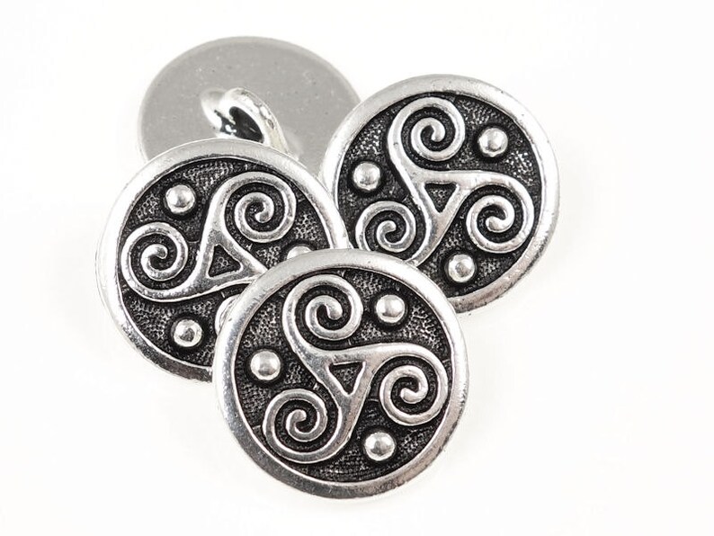 Triskele Celtic Buttons Antique Silver Button Findings 16mm TierraCast Leather Jewelry Findings PF2132 image 1