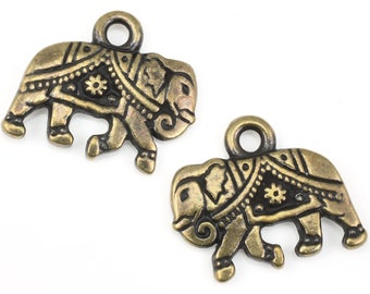 Elephant Charms - 14mm x 12mm Antique Brass Charms by TierraCast - Pewter GITA Charms (P1720)