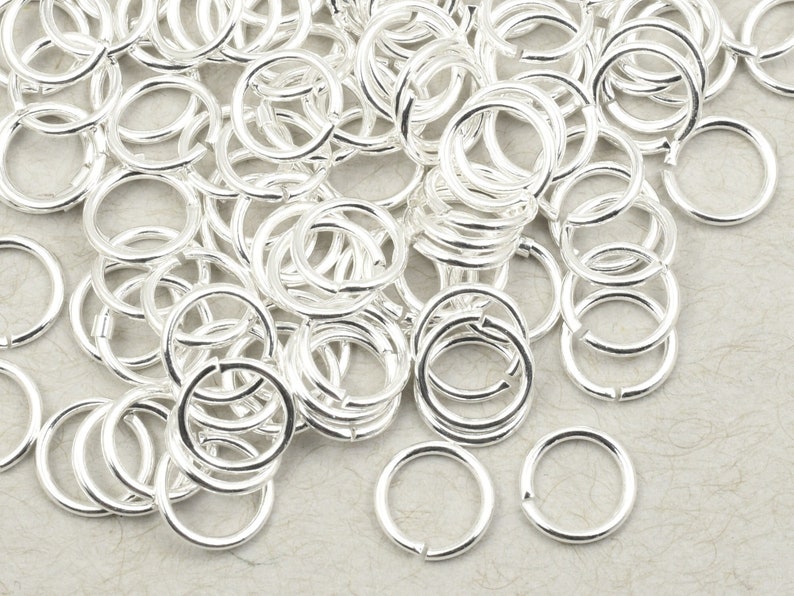 100 8mm 18g Silver Plated Jumprings 18 Gauge Silver Jump Rings Open Shiny Bright Silver Findings FS30S image 1