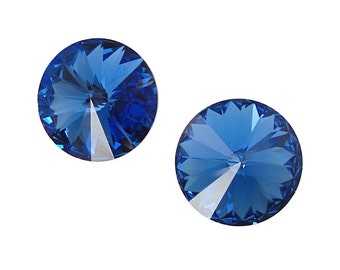 14mm SAPPHIRE Swarovski Rivolis Stones Article 1122 14mm Swarovski Crystal Sapphire Blue Royal