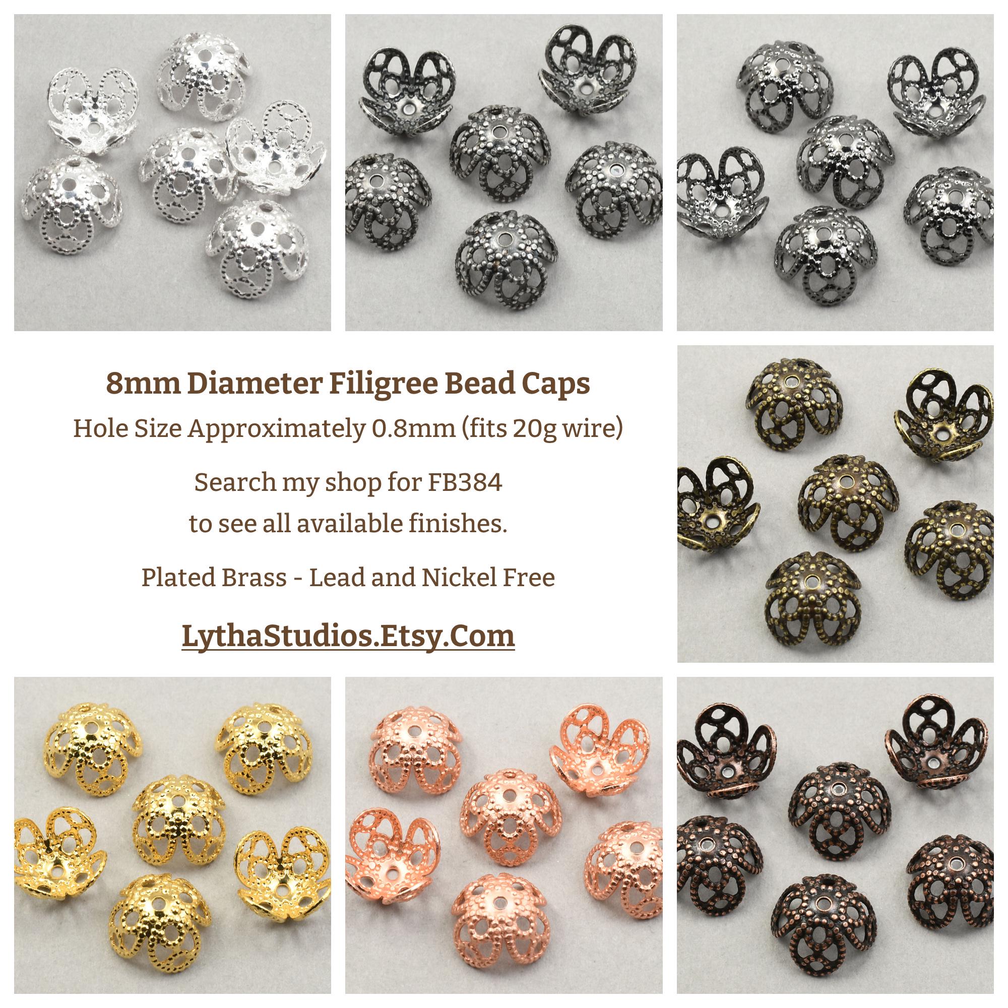 144 Piece Bulk Bag of 8mm Filigree Bead Caps - GOLD Bead Caps