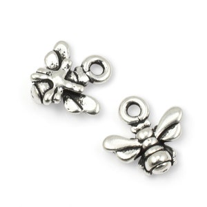 TierraCast Small Honey Bee Charm 11mm Antique Silver Charm Tiny Honeybee Charm for Summer Jewelry Apiarist P1964 image 3