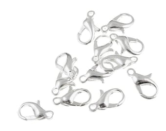 Silver Lobster Claws 12 Silver Clasps 12.5mm Silver Lobsters Silver Clasp Findings Jewelry Findings Jewelry Clasps Silver Clasps  (FS65)