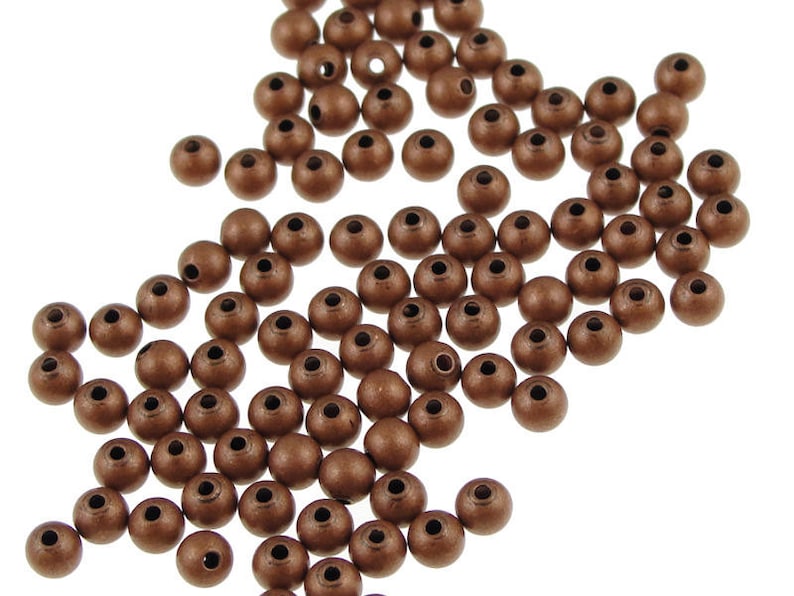 100 3mm Round Beads Antique Copper Beads Copper Ball Beads Solid Copper Aged Oxidized Spacer Beads FSAC2 image 1