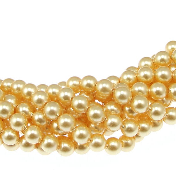 100 GOLD 4mm Swarovski Pearl Beads - Swarovski Crystal Pearls 5810 4mm Pearls - Gold Pearls - Warm Golden Yellow Beads