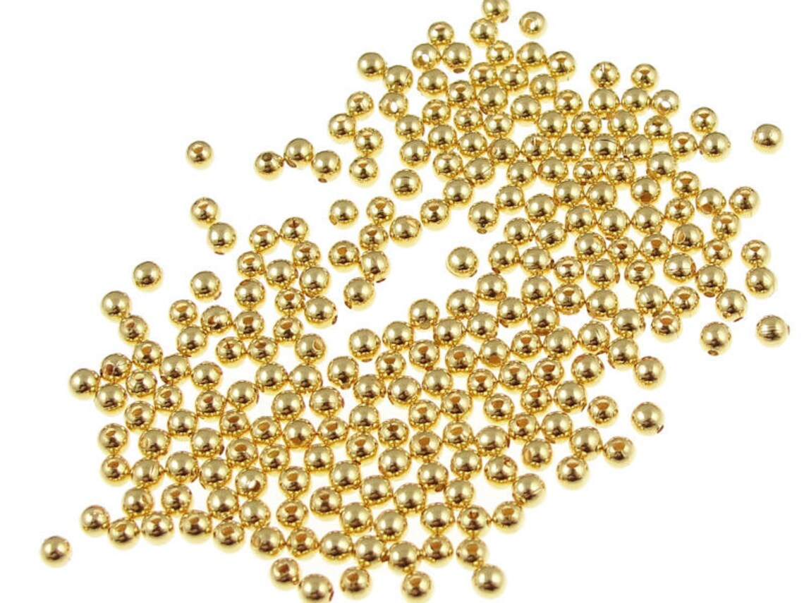 250 2mm Gold Plated Round Gold Beads Gold Ball Beads Tiny Etsy