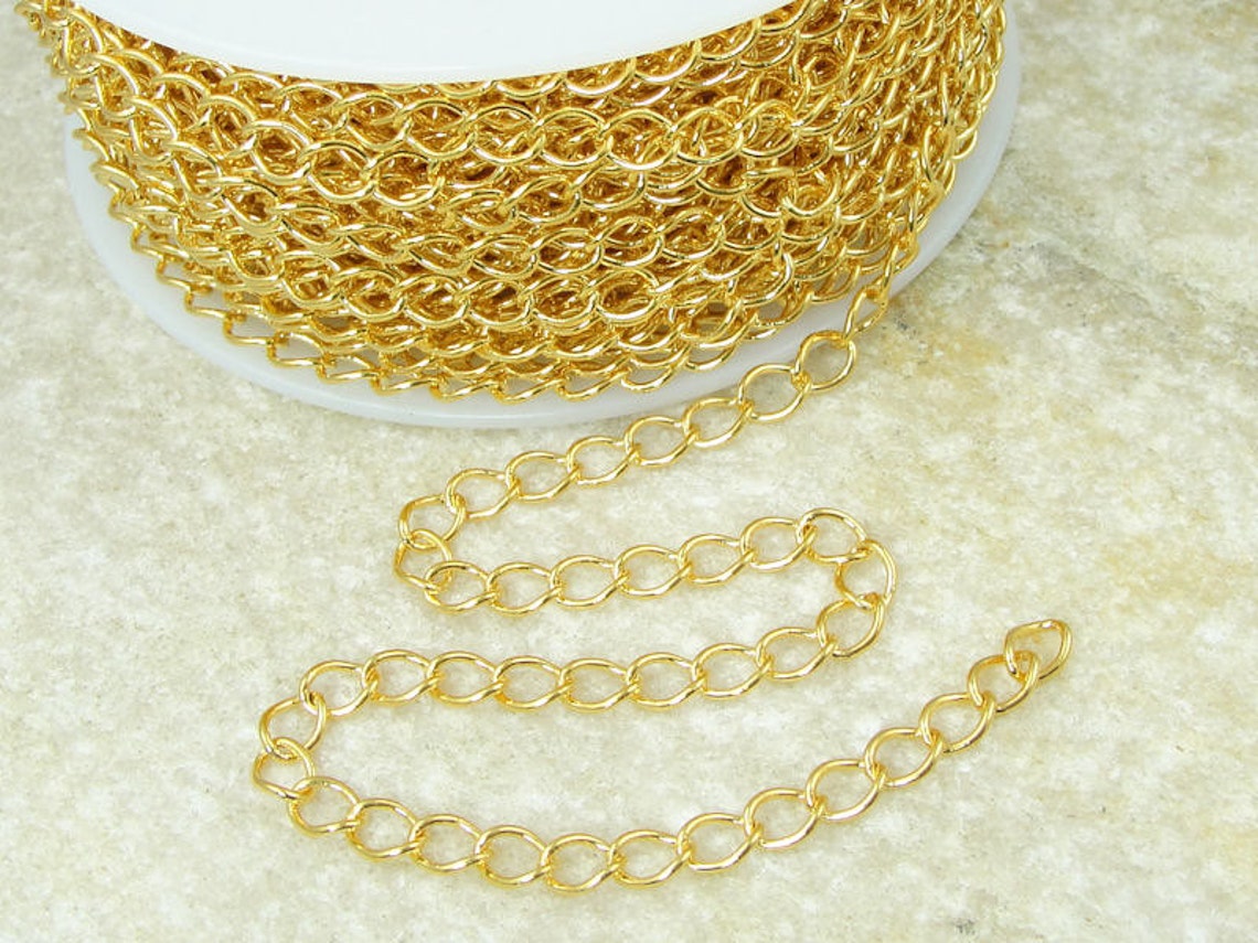 Gold Plated Extender Chain Bright Gold Chain Loose Chain Etsy