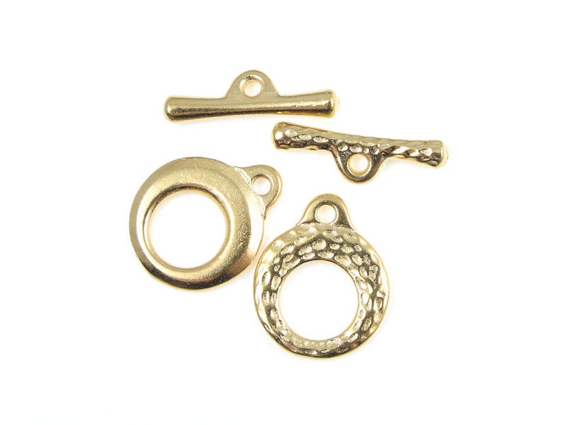 PF2045 Small Gold Toggle Findings TierraCast MAKERS Clasp Set Bright Gold Clasp Hammertone Hammered Textured Metal Toggle Clasp Findings