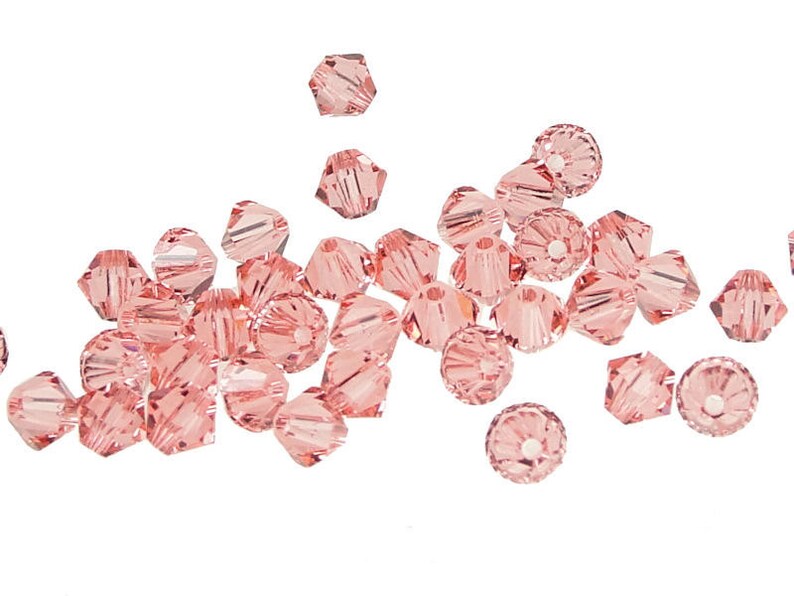 48 Rose Peach 4mm Bicones Swarovski Crystal Beads Article 5301 5328 Pink Peach Beads 4mm Beads Swarovski Beads Swarovski Bicones image 1