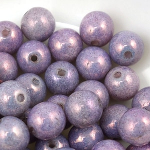 50 Radiant Orchid 6mm Round Beads Czech Glass Druks Lavender Plum Light Purple Beads Luster Opaque Amethyst image 1