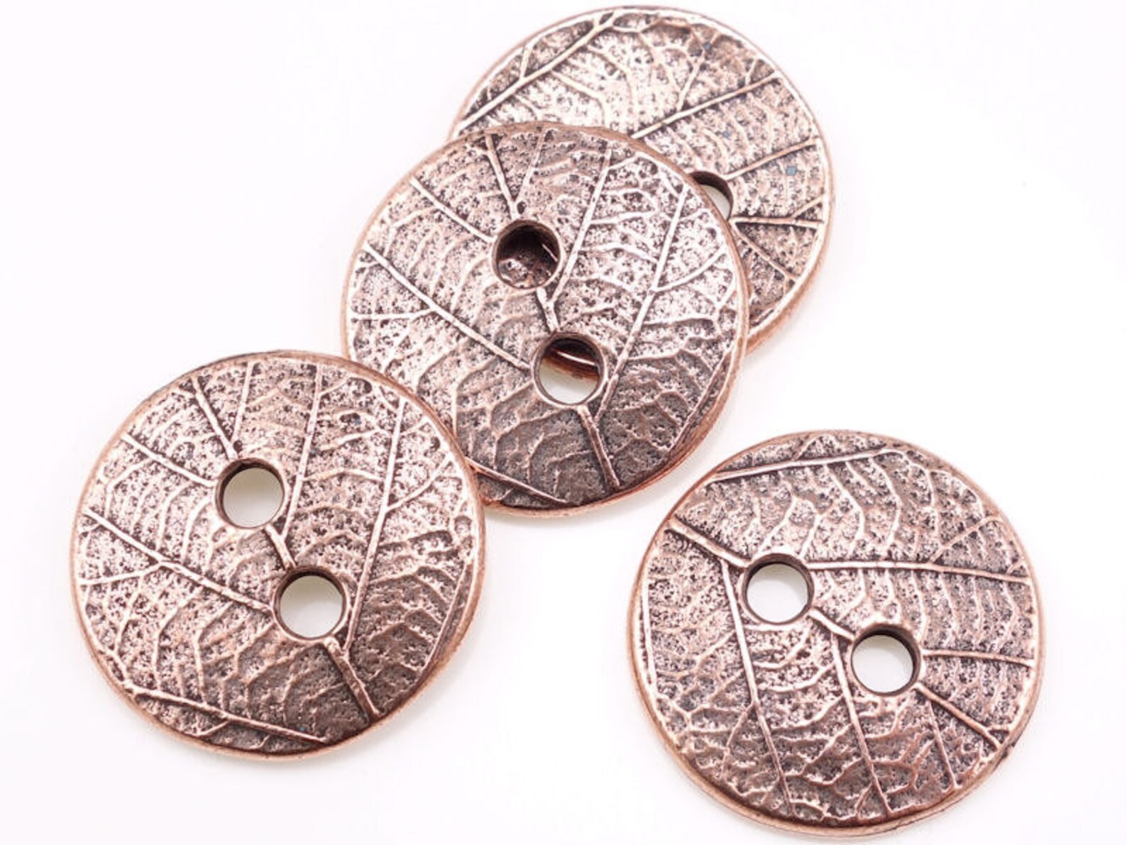 Antique Copper Leaf Button Findings - Tierracast Leather Jewelry ...