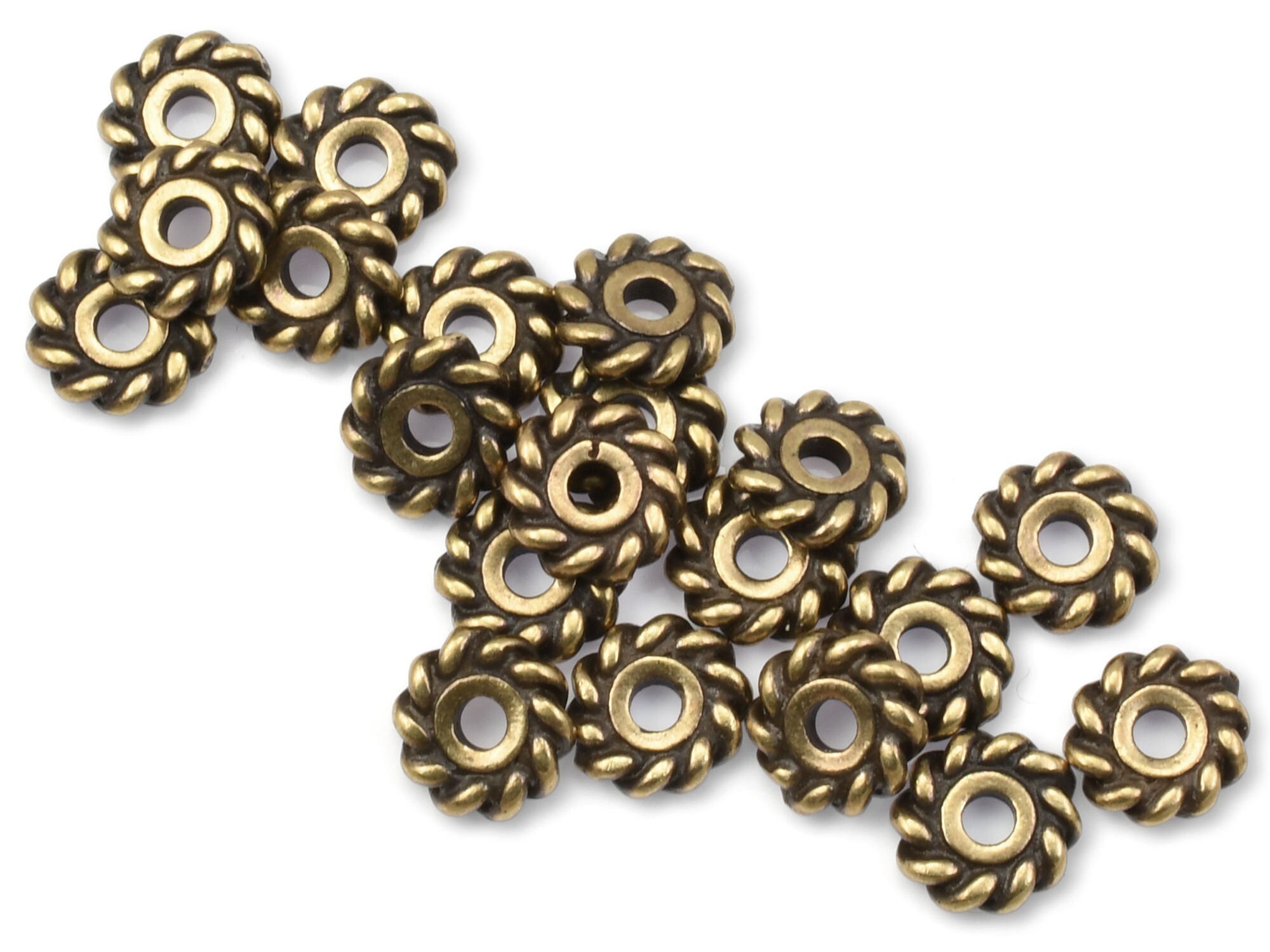 12mm Twist Large Hole Spacer by TierraCast, Antique Gold, Sold by Each