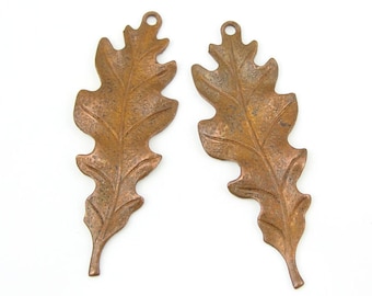 Oak Leaf Charms Vintaj Artisan Copper Charms TALIESIN LEAF Pendants Aged Copper Leaves Autumn Fall Jewelry Supplies (CP003)