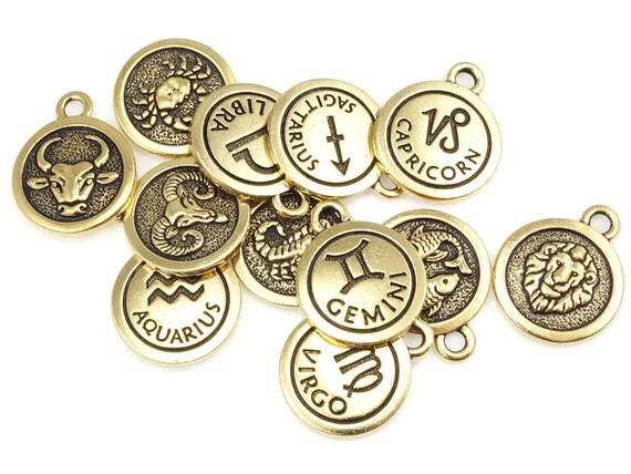 Gold zodiac charms hot sale