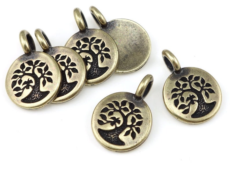 Antique Brass Charms Brass Tree of Life Charms TierraCast TREE Charm You Collection Mini Pendant Bronze Charms Yoga Charms Mindfulness P1325 image 2