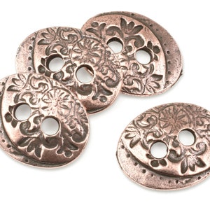 Romantic Floral Copper Button Clasp Findings TierraCast Jardin Button Findings Copper Closure for Leather Bracelets and Jewelry P1740 image 2