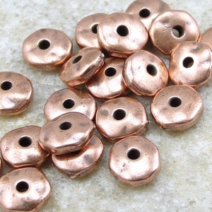 20 Copper Beads 7mm Nugget Beads Antique Copper Spacer Beads Dark Copper Heishi Beads TierraCast Pewter Metal Beads (PS188)