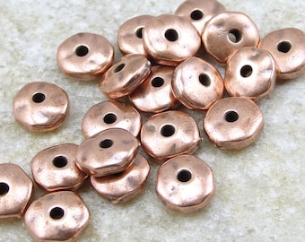 20 Copper Beads 7mm Nugget Beads Antique Copper Spacer Beads Dark Copper Heishi Beads TierraCast Pewter Metal Beads (PS188)