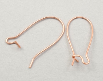 48+ Pieces of 1" Kidney Hook Earring Wires - BRIGHT COPPER Ear Wires - Shiny Copper Plated Ear Findings Fishhook Fish Hook Earrings  #FB755