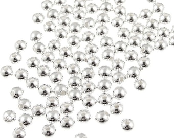 100 Silver Beads 4mm Silver Plated Rounds Silver Ball Beads Round Spacer Metal Beads (FS91)