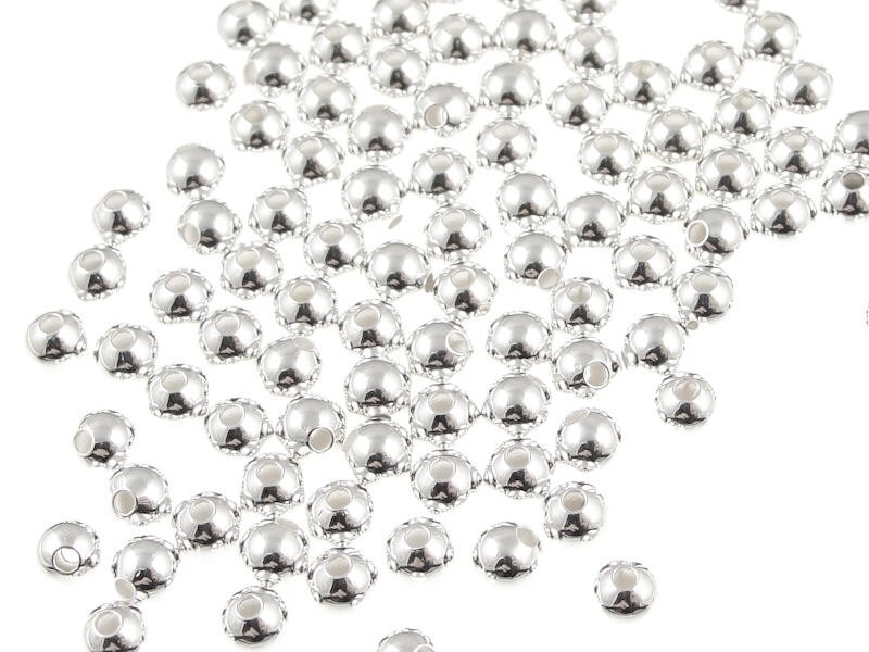 100 Silver Beads 4mm Silver Plated Rounds Silver Ball Beads Etsy