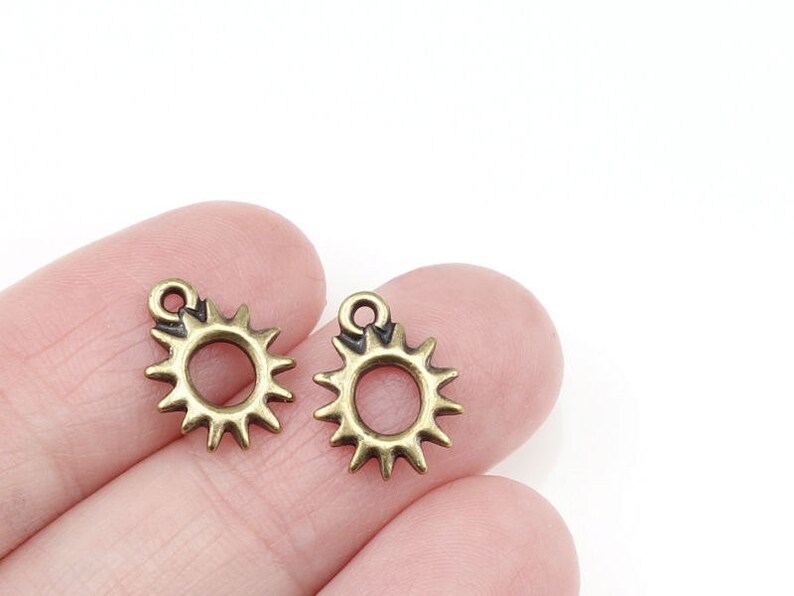 Radiant Sun Charms TierraCast Open Sun Antique Brass Charms Brass Oxide Bronze Charms Celestial Jewelry Charms for Jewelry Making P1098 image 3