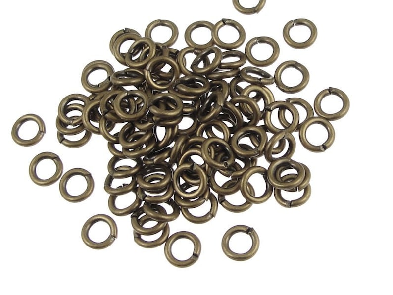 100 5mm 18g Antique Brass Jumprings Brass Oxide 5mm 18 Gauge Jump Rings Antique Bronze FSAB79 image 1