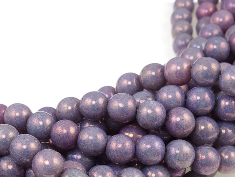 50 Radiant Orchid 6mm Round Beads Czech Glass Druks Lavender Plum Light Purple Beads Luster Opaque Amethyst image 3