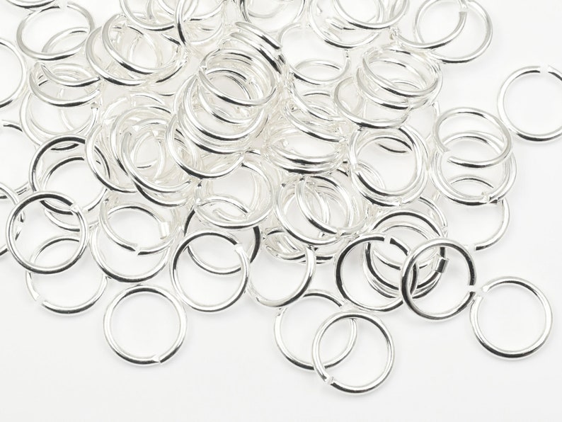 100 8mm 18g Silver Plated Jumprings 18 Gauge Silver Jump Rings Open Shiny Bright Silver Findings FS30S image 3