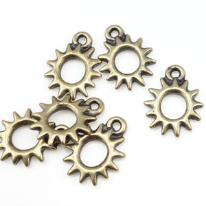 Radiant Sun Charms TierraCast Open Sun Antique Brass Charms Brass Oxide Bronze Charms Celestial Jewelry Charms for Jewelry Making P1098 image 2