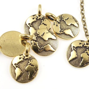 Antique Gold Charms Gold Earth Charm Tiny World Charm Globe Earth Pendant TierraCast You Collection Mini Pendant Small Charm P1247 image 3