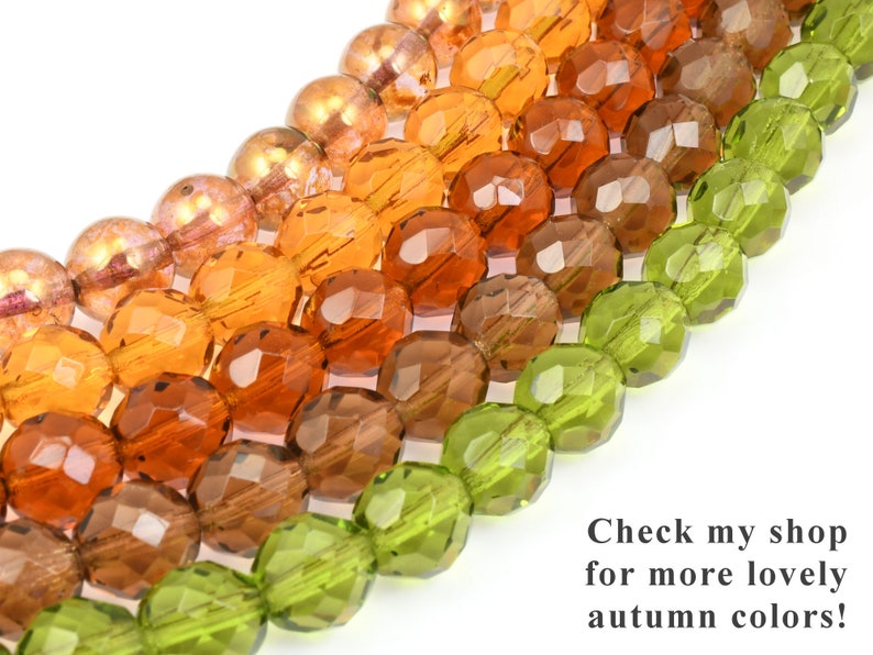 10mm Faceted Firepolish Czech Glass Beads OLIVINE GREEN color Fire Polish Beads for Fall and Autumn Jewelry image 4