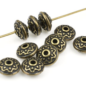 TierraCast Lotus Spacer Bead Antique Brass Beads for Jewelry Making 7mm Diameter Yoga Beads for Meditation Jewelry and Malas P1748 image 6